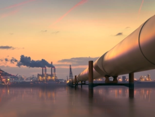 Gas pipeline stretching out to sea