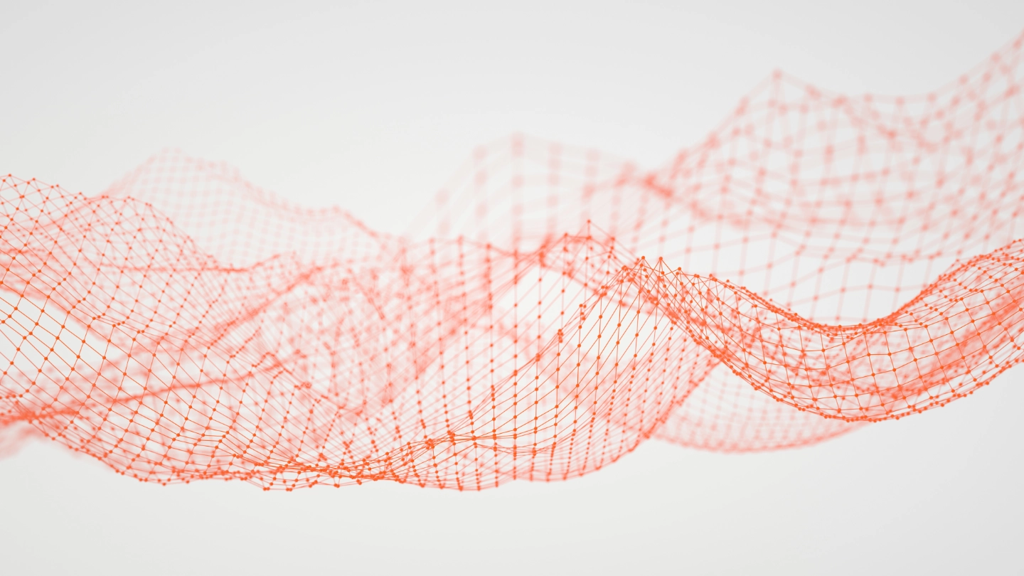 Three dimensional wave in red 