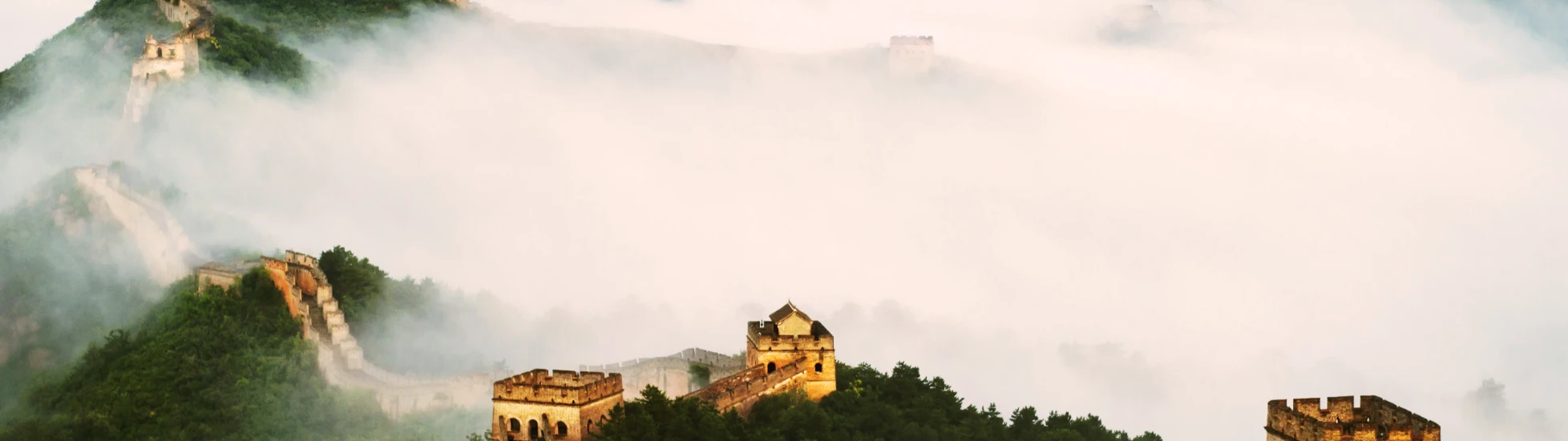 The great wall of China in the fog